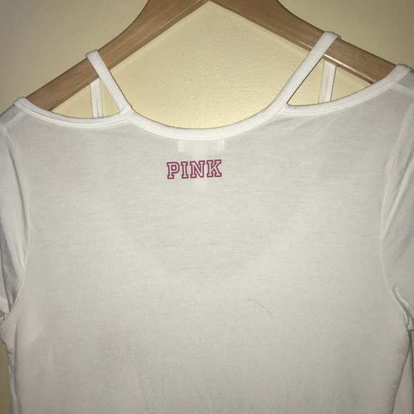 VICTORIA SECRET PINK COLD SHOULDER GRAPHIC SHIRT - Picture 5 of 5